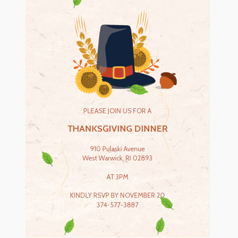 Thanksgiving Dinner Invite Hat illustration